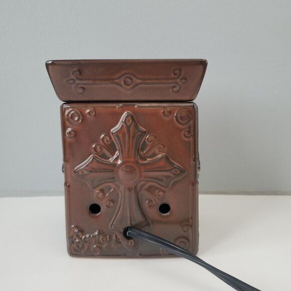 Scentsy Brown Hope Cross Celtic Full Size Electric Candle Wax Warmer Retired - Picture 8 of 11